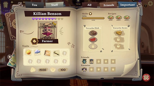 Mở khóa công thức nấu ăn, trang phục, nhân viên và nhiều nội dung mới