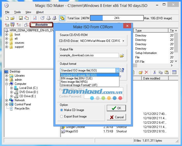 Tạo file image từ đĩa CD/DVD