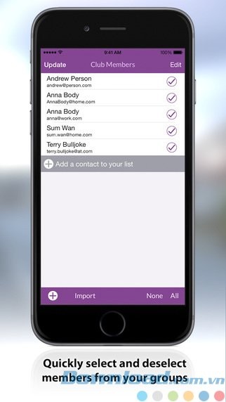Chọn hoặc bỏ chọn thành viên