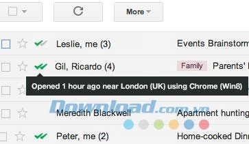 Biểu tượng dấu tick trong Gmail với MailTrack
