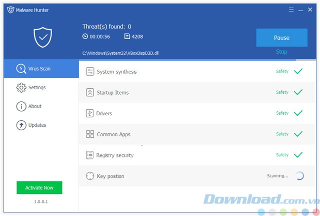 Quét virus với Malware Hunter