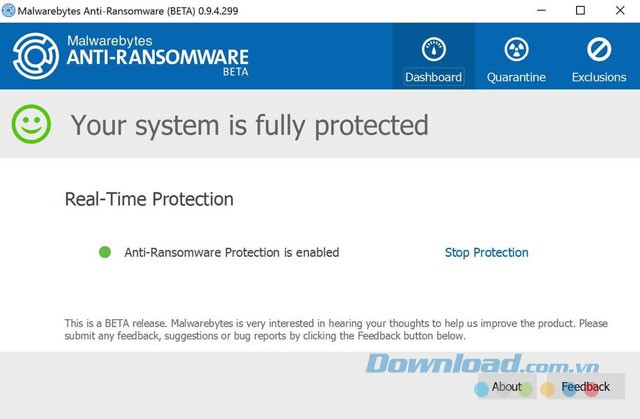 Giao diện phần mềm Malware Anti-Ransomware