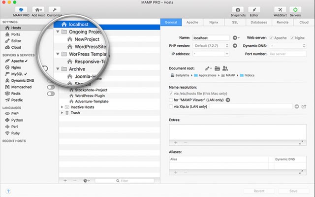 Giao diện chính của MAMP