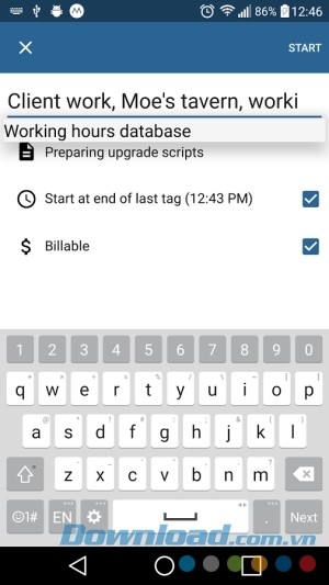 Giao diện của ManicTime cho Android