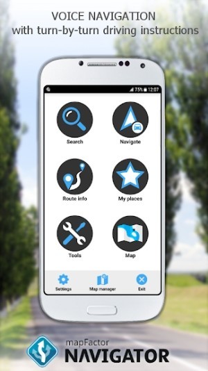 MapFactor Navigation có tính năng hướng dẫn chỉ đường từng bước một