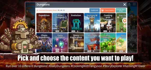 Chọn nội dung mà bạn muốn chơi