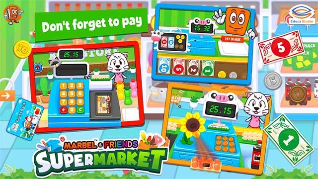 Thanh toán tiền trước khi rời khỏi trung tâm thương mại Marbel Supermarket