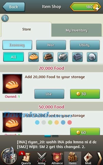 Cửa hàng vật phẩm trong March of Empires