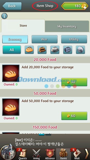 Cửa hàng trong game March of Empires