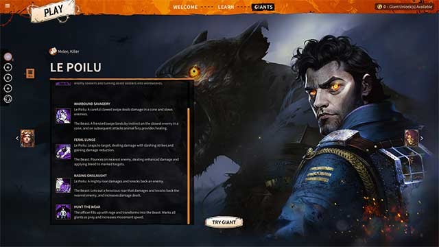 Mỗi vị tướng Giant đều sở hữu kỹ năng và sức mạnh riêng biệt