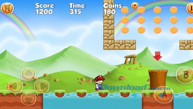 Giao diện chơi game Mario's World 2016 trên Android