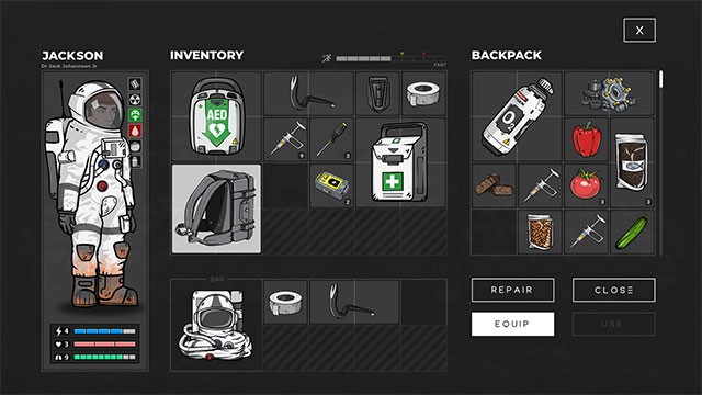 Trang bị cho phi hành gia các vật dụng cơ bản, thức ăn, thuốc men để sẵn sàng cho hành trình sinh tồn trong Marscape