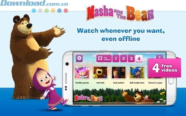 Xem hoạt hình và nghe kể chuyện offline khi tải video từ ứng dụng về máy