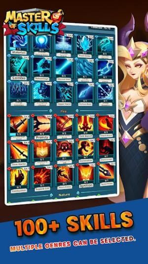 Master of skills có hơn 100 kỹ năng độc đáo cho bạn lựa chọn, kết hợp