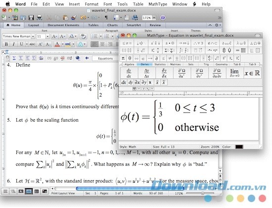 Giao diện phần mềm MathType cho Mac