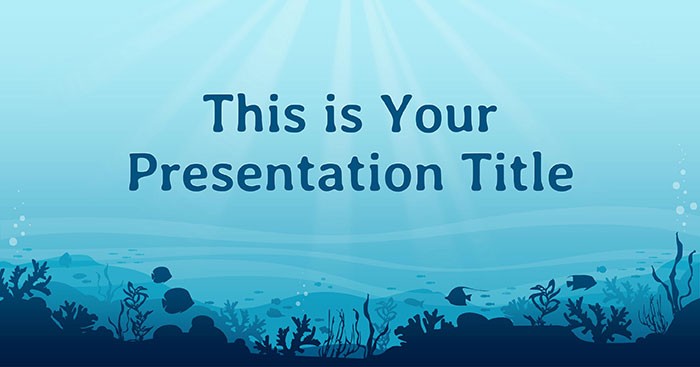 Template PowerPoint Blue Ocean Presentation Slides minh họa thế giới dưới biển