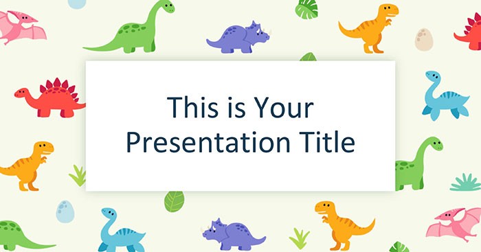 Mẫu slide thuyết trình Cute Dinosaurs Presentation được minh họa bằng những chú khủng long dễ thương