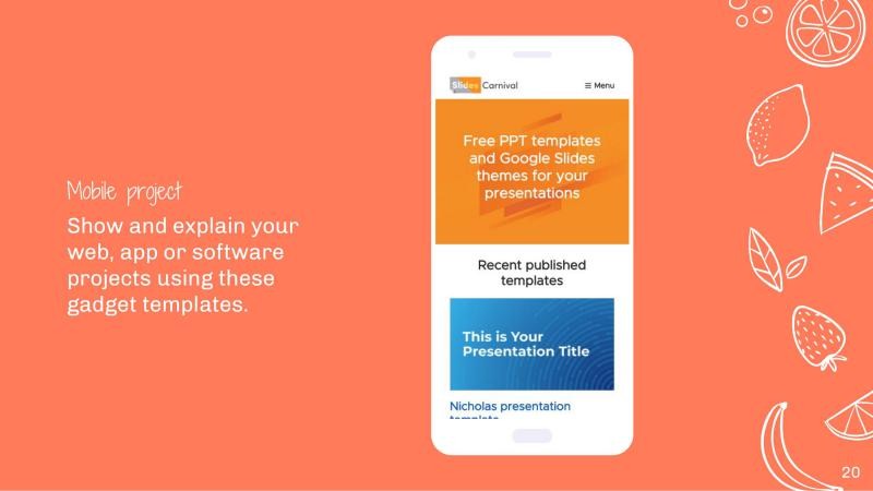 Colorful Fruits Slides slide 20*353070