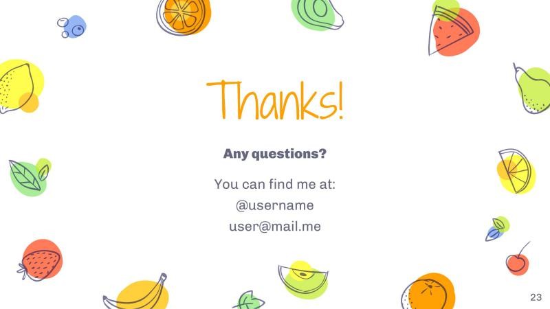 Colorful Fruits Slides slide 23*353080