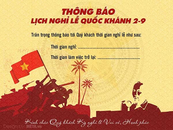 Thông báo lịch nghỉ 2/9