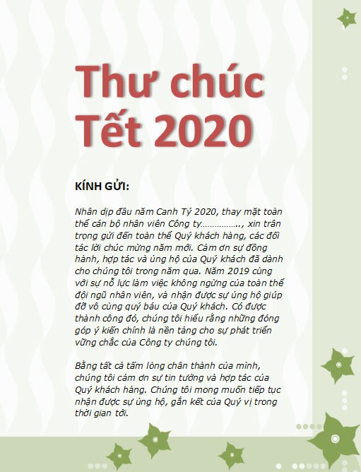 Thư chúc Tết cho đối tác, khách hàng