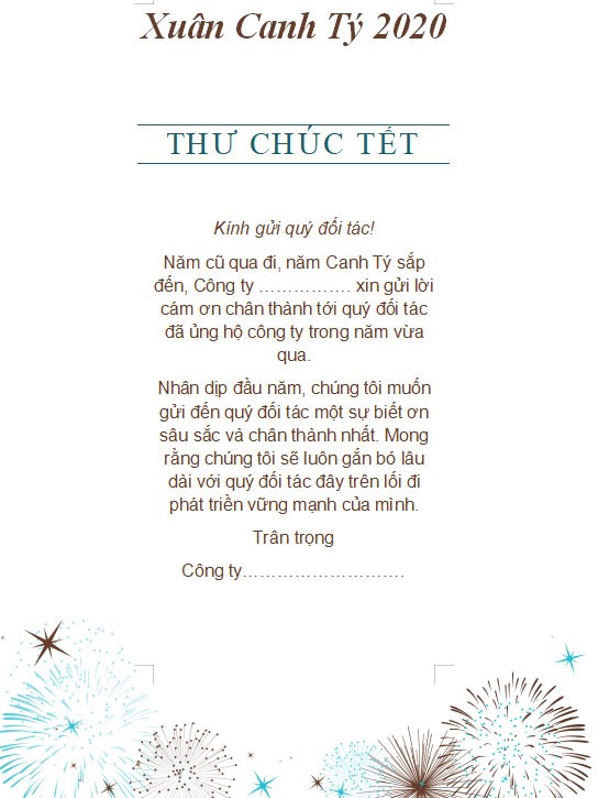 Thư mừng năm mới 2020