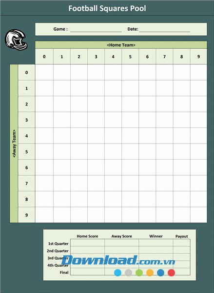 Mẫu trò chơi bóng đá theo ô vuông