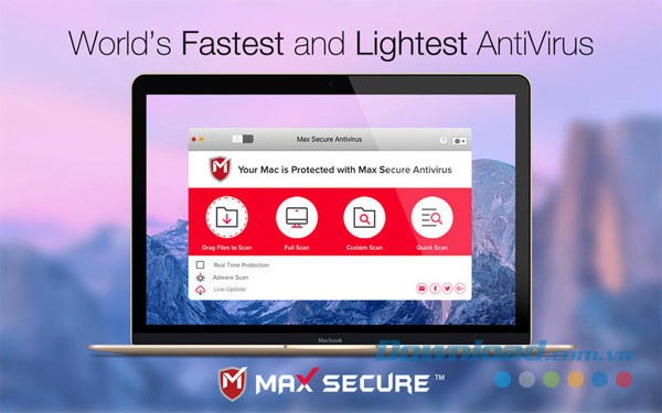 Max Secure Antivirus cho Mac phần mềm diệt virus gọn nhẹ