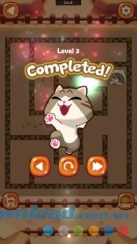 Giao diện hoàn thành màn chơi Maze Cat - Rookie cho Android