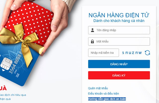 Giao diện đăng nhập MB eBanking