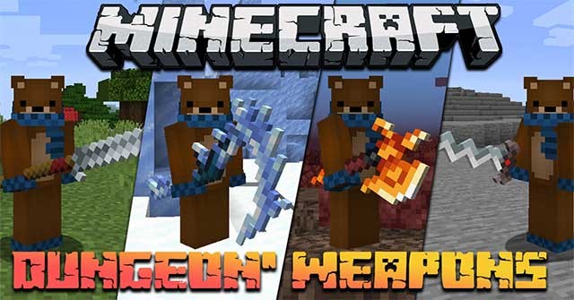 MC Dungeons Weapons Mod sẽ bổ sung vào Minecraft hàng chục loại vũ khí độc đáo