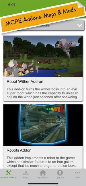 MCPE Addons - Addon Creator là một bộ sưu tập các add-on, mod, bản đồ cho Minecraft for iOS
