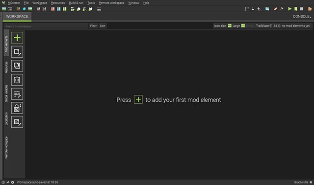 Giao diện MCreator - công cụ tạo mod Minecraft không cần lập trình