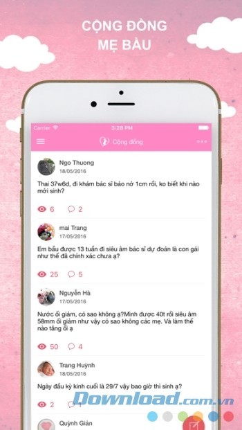 Nơi mẹ bầu đặt những câu hỏi và chia sẻ kinh nghiệm cho nhau