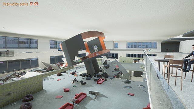 Phá hủy cả 3 tầng lầu của văn phòng rộng lớn trong khi chơi Me in the Office game