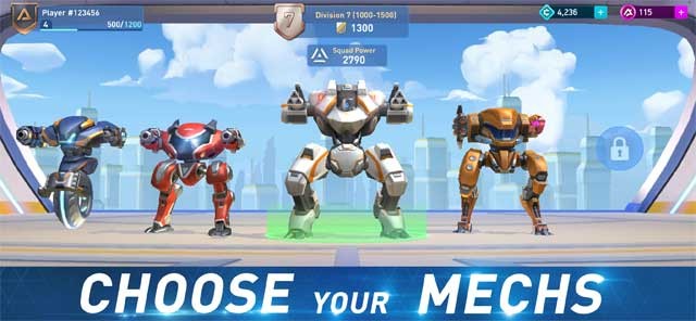 Chọn rô bốt của bạn và bước vào cuộc đại chiến 5v5 gay cấn trong Mech Arena