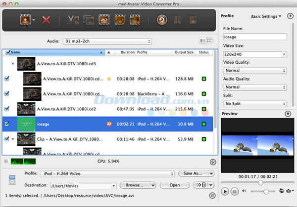 mediAvatar Video Converter Pro cho Mac