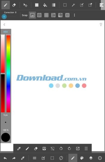 Giao diện làm việc của của MediBang Paint cho Android