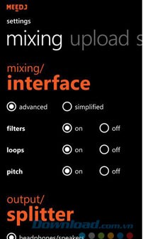 Lựa chọn mục trên giao diện