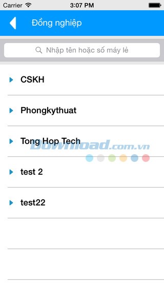 Tìm kiếm tên hoặc số máy lẻ của đồng nghiệp