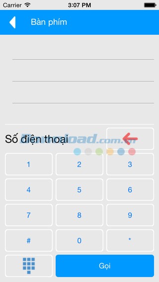 Bàn phím nhập số điện thoại nhân viên