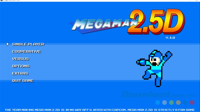 Main menu của game hành động miễn phí Mega Man 2.5D cho máy tính