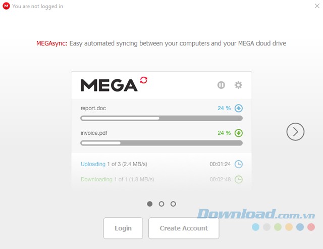 Giao diện của MEGAsync