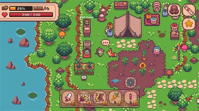 Đắm chìm vào thế giới giả tưởng được thiết kế bằng tay với đồ họa pixel dễ thương