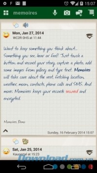Giao diện Memoires cho Android