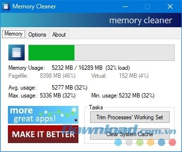 Tối ưu hóa hệ thống với Memory Cleaner