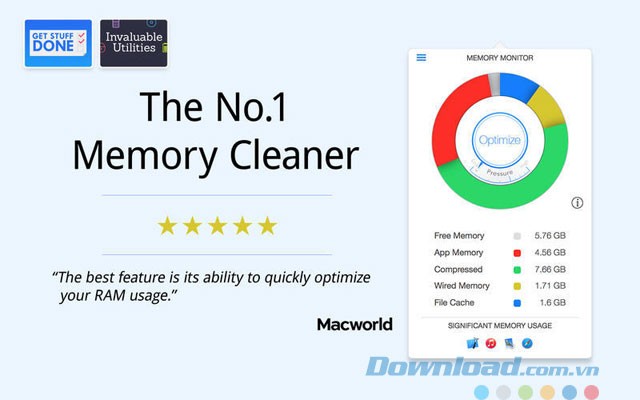 Quản lý bộ nhớ máy Mac Memory Monitor