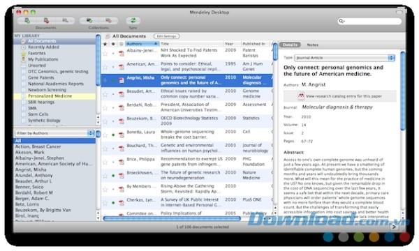 Mendeley Desktop cho Mac giúp bạn tìm nhanh mọi tài liệu cần thiết để hoàn thành bài luận nhanh hơn