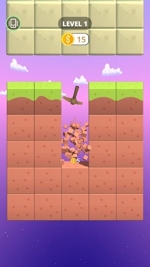 Phá vỡ các khối để tới được rương vàng