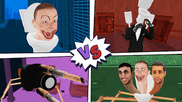 Triệu hồi các quái vật bồn cầu và chiến đấu trong game Merge Toilet: Battle Master